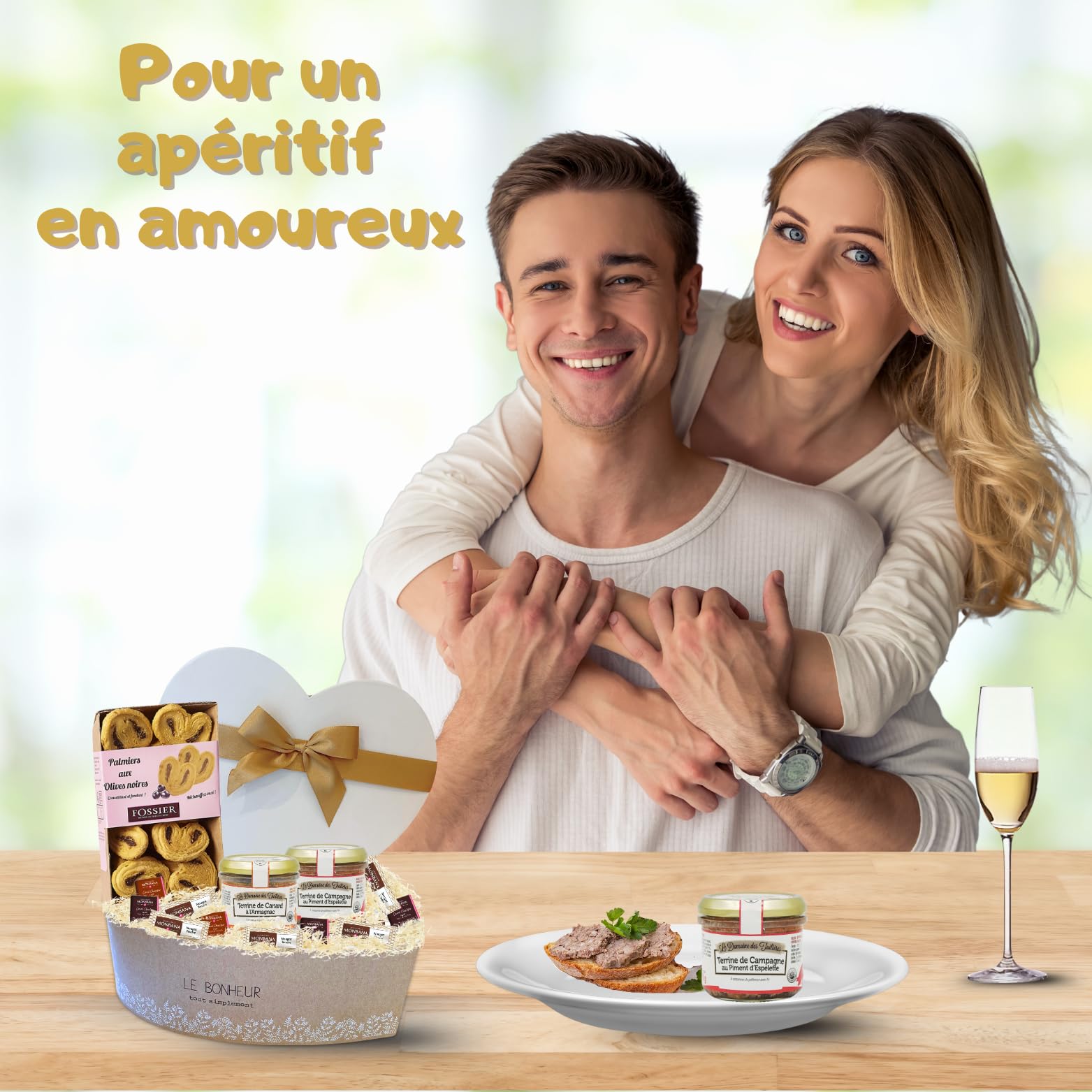 Coffret Cadeau Coeur Gourmet | Mix de Terrines, Feuilletés Salés Fossier, 10 Délices Monbana | Sélection Gourmande & Élégante pour la Fête des Mères