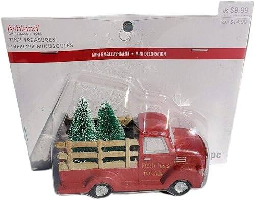 Ashland Christmas Tiny Treasures Mini Adorno Rojo Vintage Camión Árboles