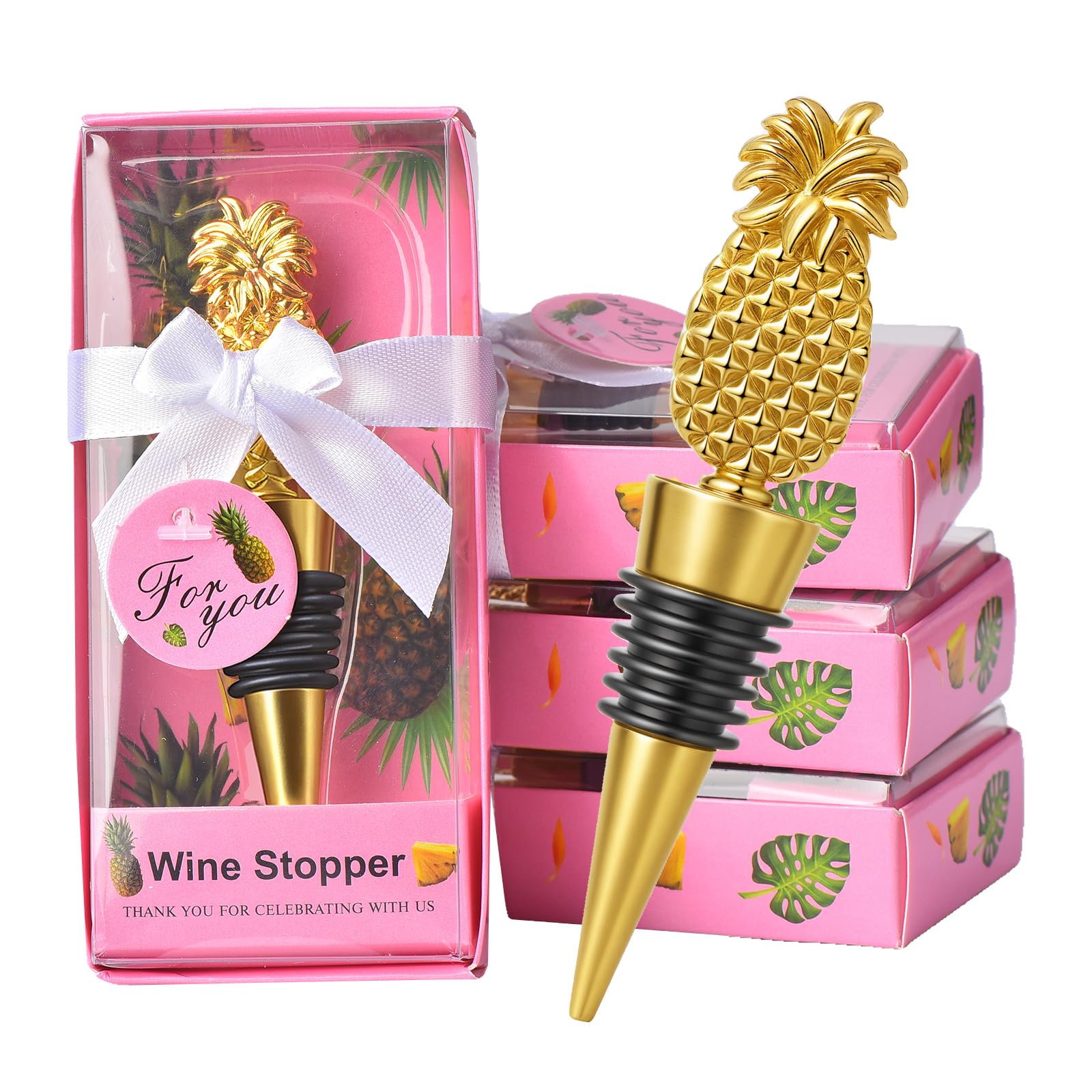 30PCS Pineapple Wine Stoppers for Hawaii Favors Summer Beach Party Gifts for Guests Souvenir Decorations Keepsakes for Guests