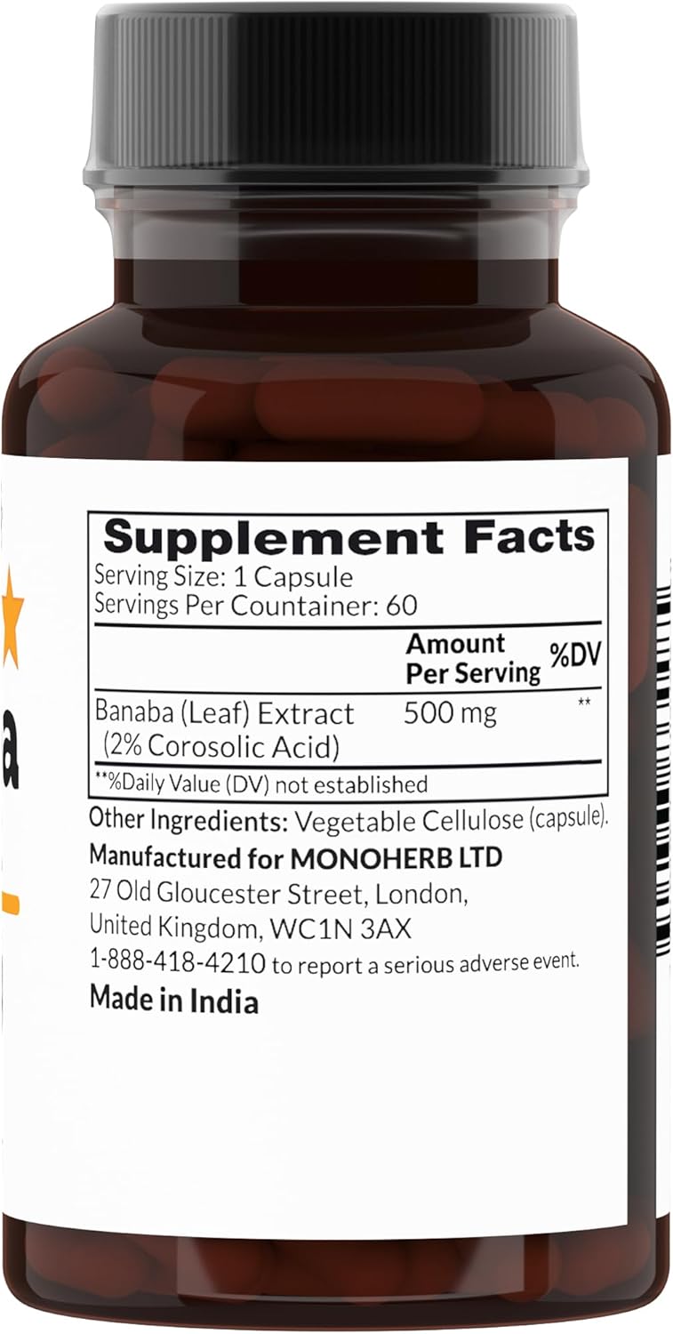 MONOHERB Banaba Extract 500 mg - 60 Capsules - Image 2