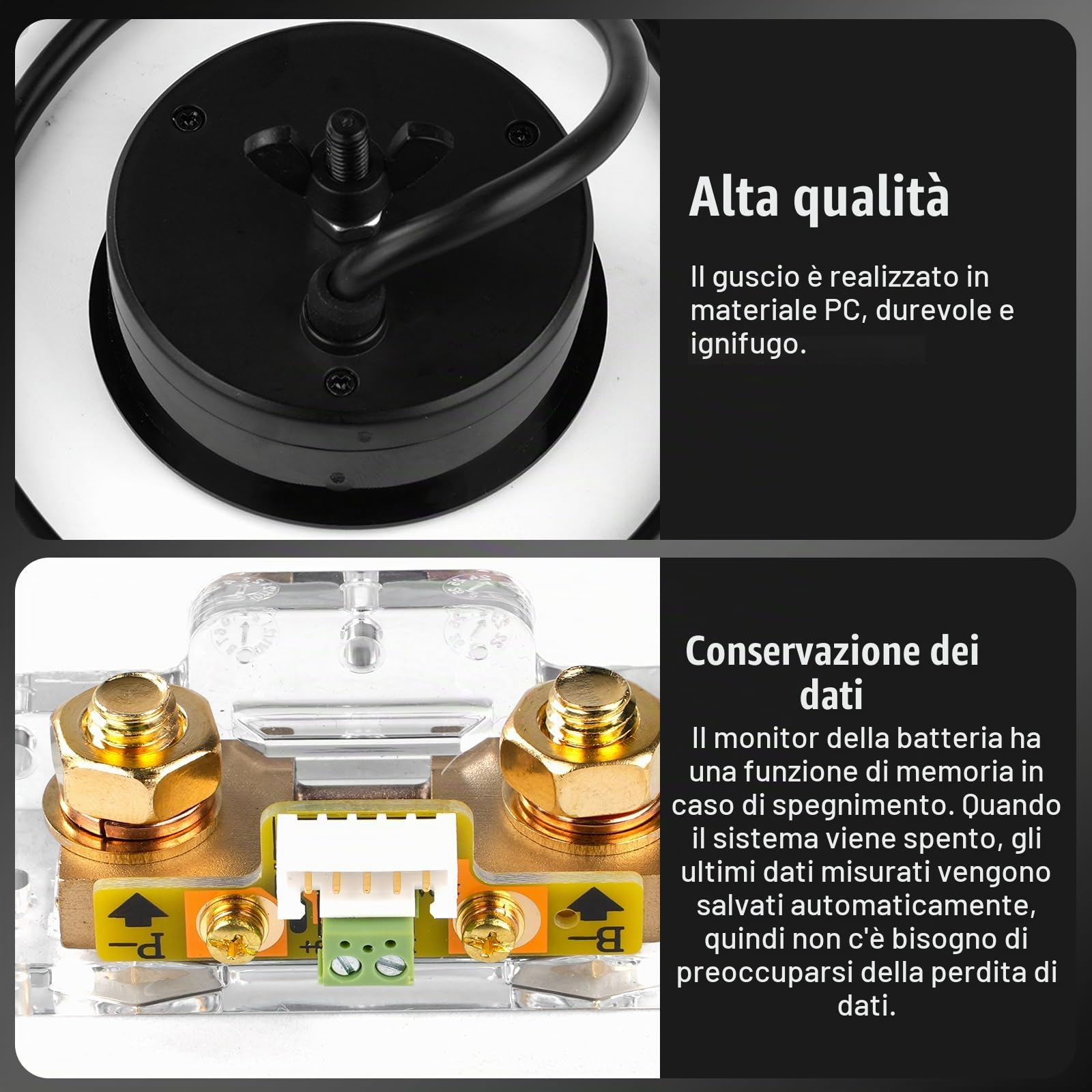Monitor Batteria, Voltmetro Amperometro Impermeabile Coulomb Meter con Display LCD con Cavo 2m 8-120V 100A per Camper Auto Barche