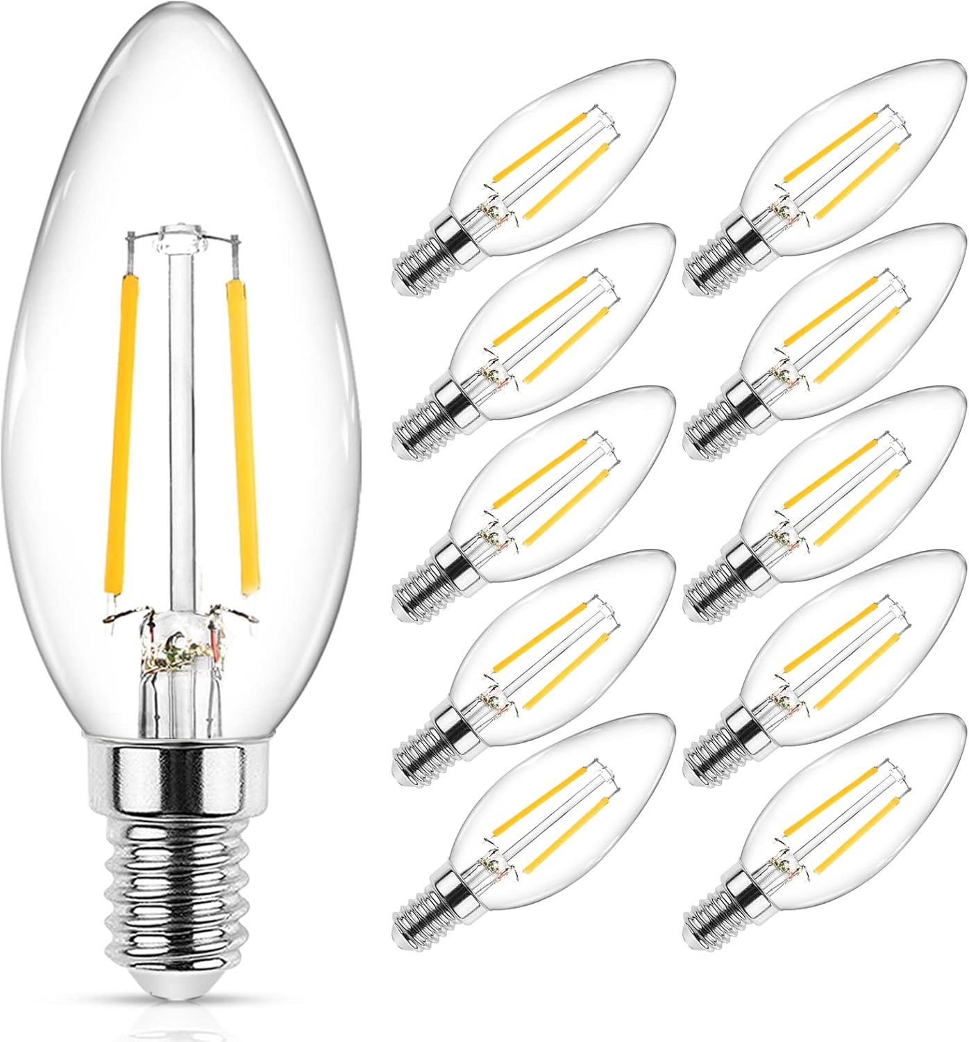 Ascher Classic E12 LED Candelabra Light Bulb, Equivalent 40W, Warm