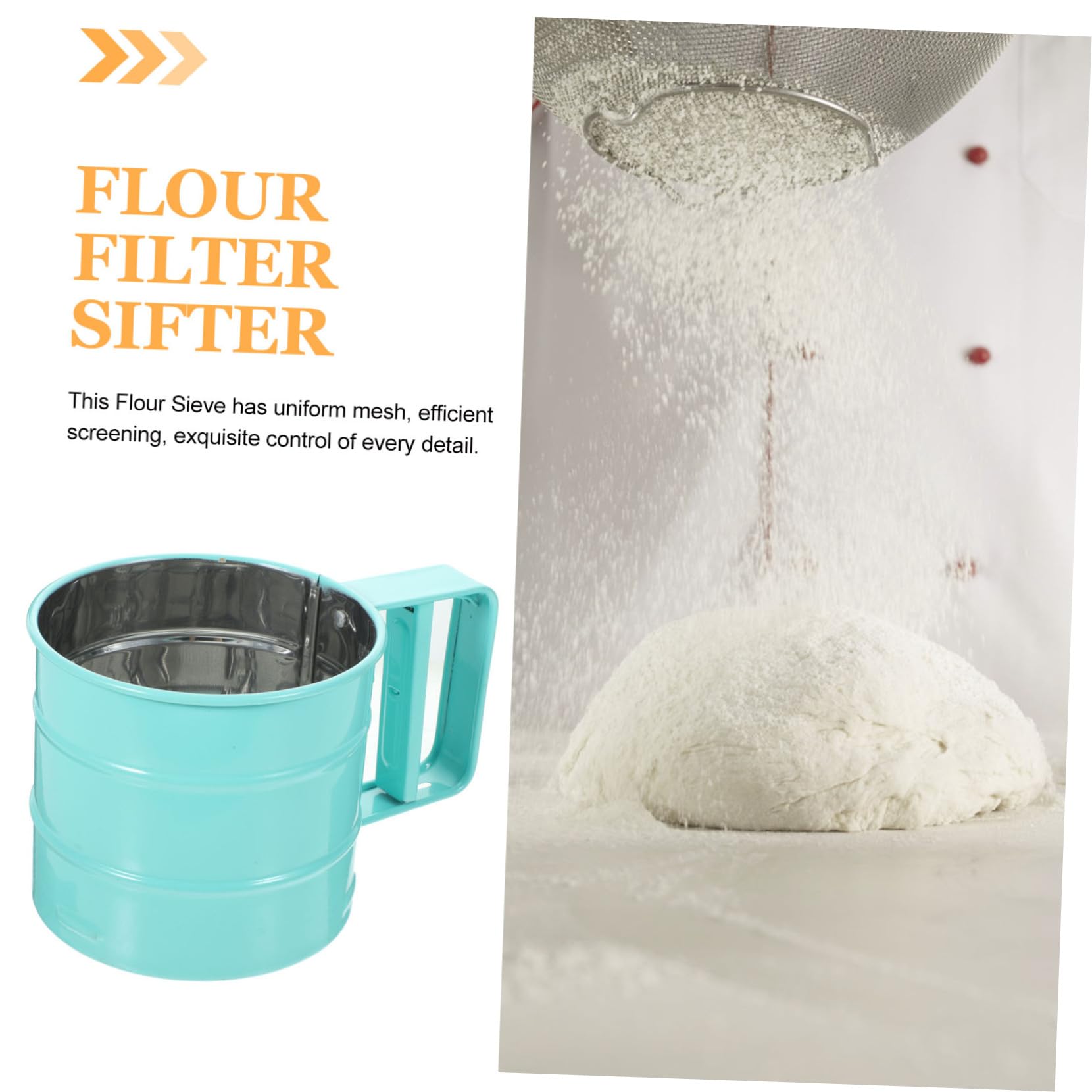 OUNONA Handheld Stainless Steel Flour Sifter Compact Pink Flour Strainer Tool for Home Baking Easy to Use Space Saving Kitchen Essential