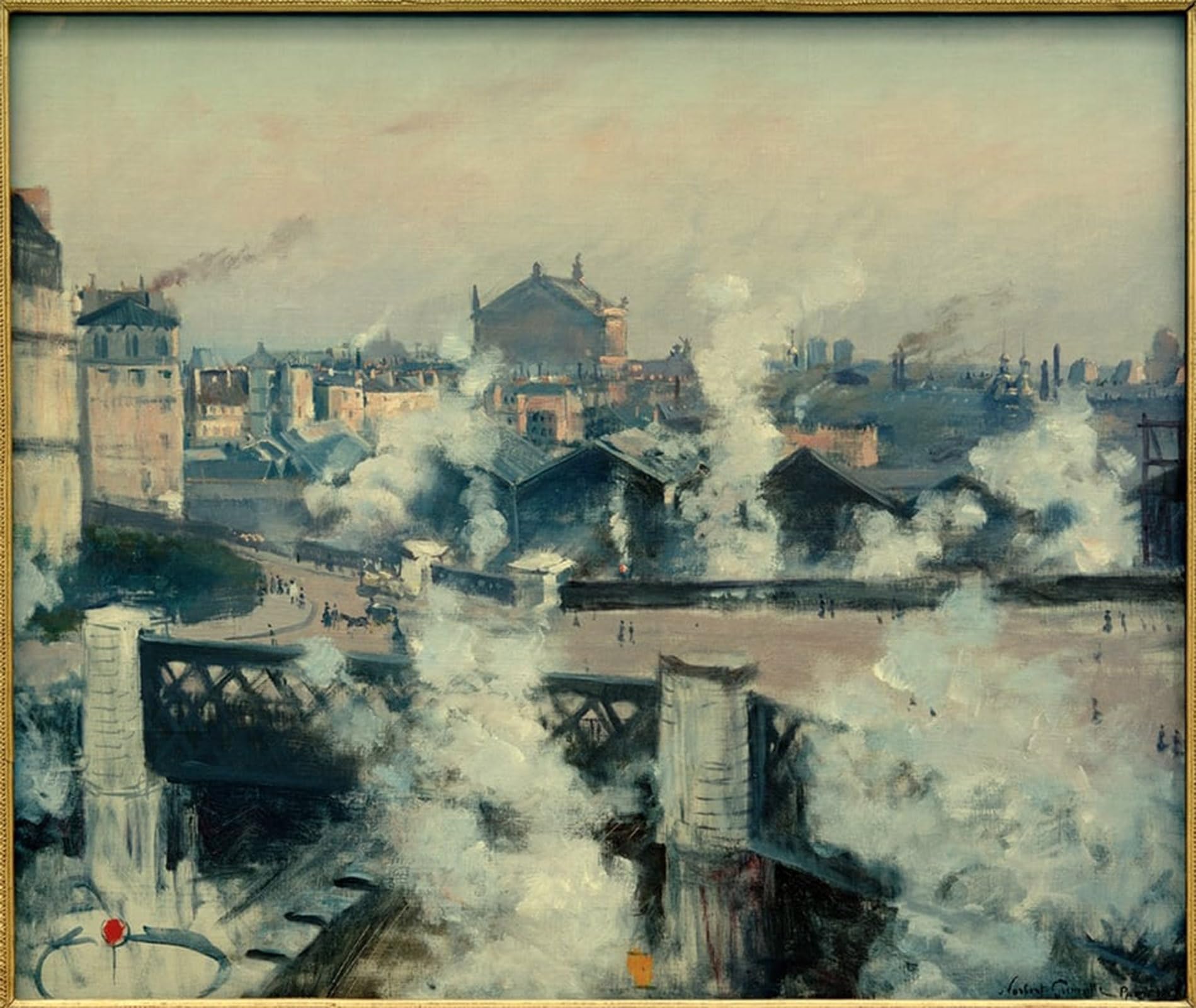 SERENDIPITP Retro Picture Poster Wall Art Pictures Painting the Saint-lazare Train Station by Norbert Goeneutte Wall Art Canvas Print for Wall Decor 60x90cm