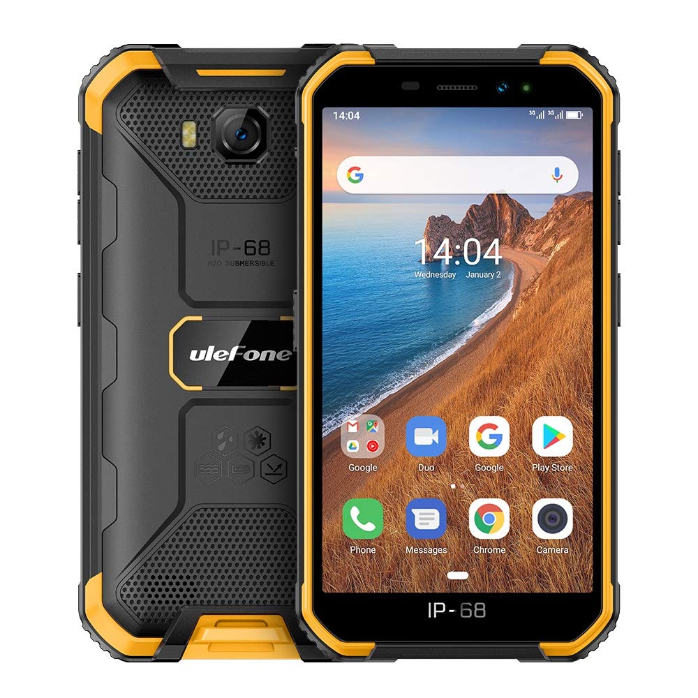 Ulefone Armor X6 Rugged Phones Unlocked,Waterproof Rugged Cell Phones Unlocked 3G Android 9.0 5'' 8MP Camera 2GB +16GB(Extend 128GB) 4000mAh, Face Unlock/Dual SIM/GPS/Glonass/WiFi