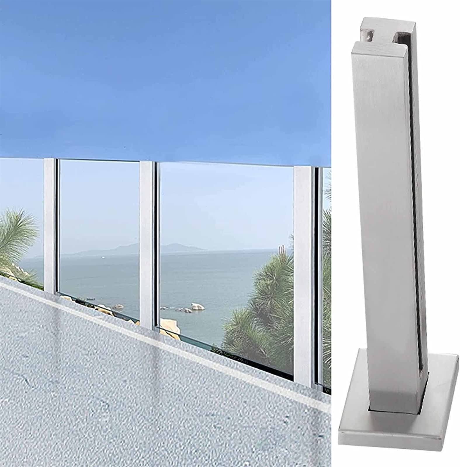 Poteaux de balustrade en verre argent avec pince pour garde-corps de balcon