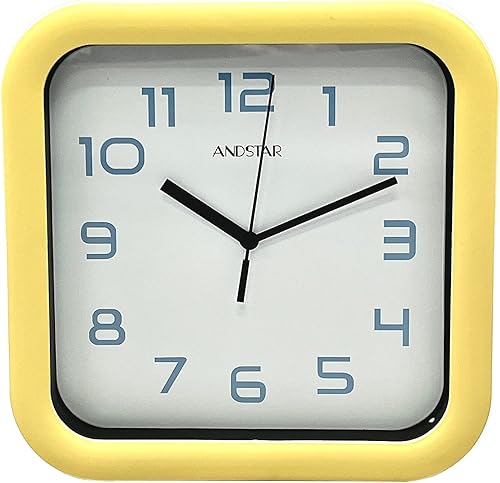 ANDSTAR Reloj cuadrado redondo, moderno, retro, silencioso, funciona con pilas, números arábigos precisos, diseño decorativo para el hogar, sala de