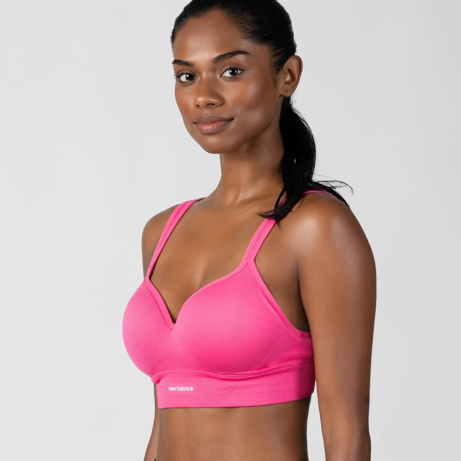 New Balance Women's Sports Bra with Molded Cups, High Impact Athletic Workout Set, Crisscross Strap, Seamless Bra for Women, - Image 3