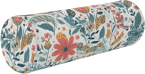 Miniatura 1 de FRODOTGV Ilustración floral sobre fondo blanco Yoga Meditación Almohada de almohada de cuello pequeño Almohada redonda decorativa para cama Almohada