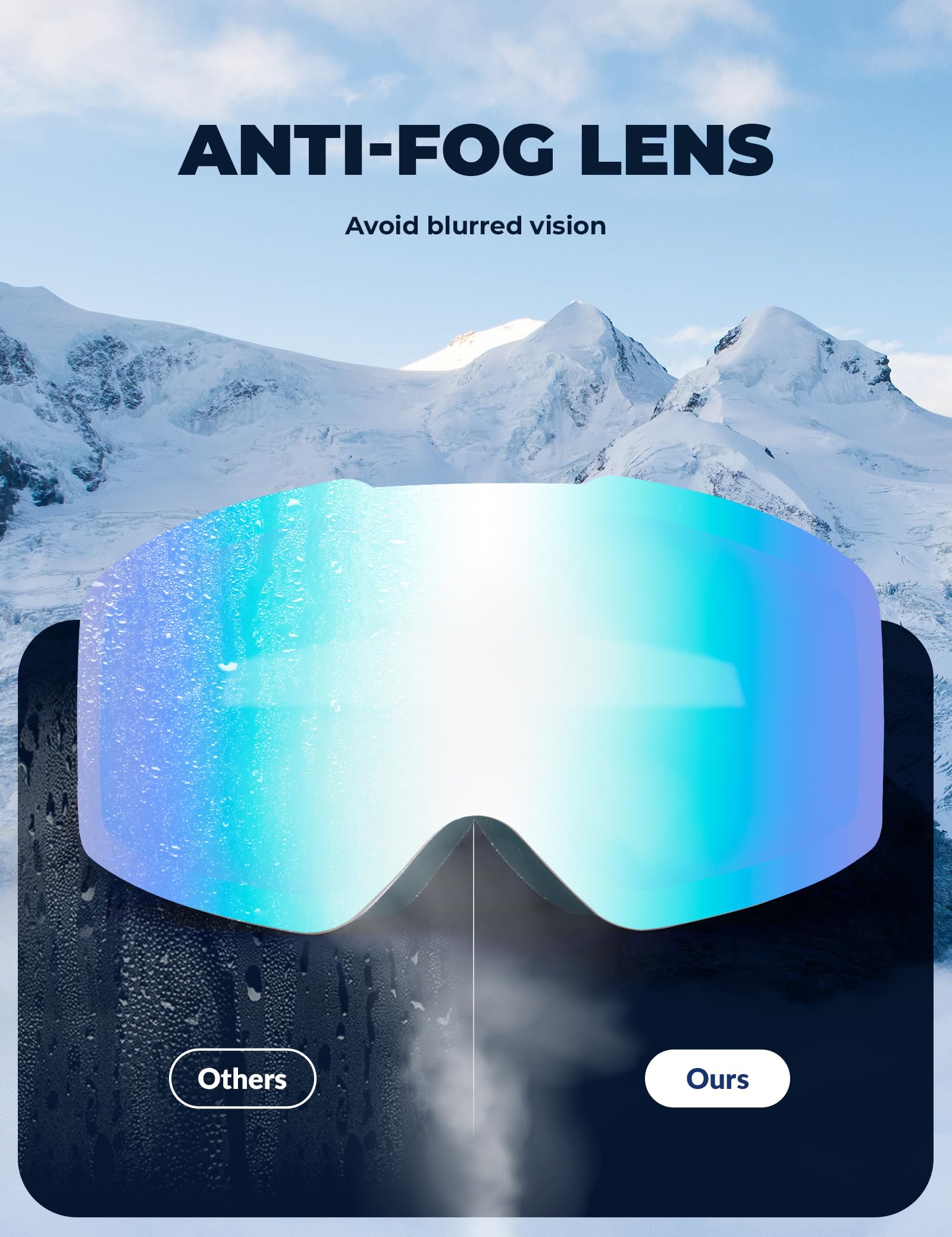 Gogle Narciarskie Gogle Śniegowe Ochrona UV Damskie/Męskie Przeciwmgielne Oddychające Kompatybilne z Kaskiem Gogle Snowboardowe dla Osób Noszących Okulary, Jazda na Nartach/Snowboardzie