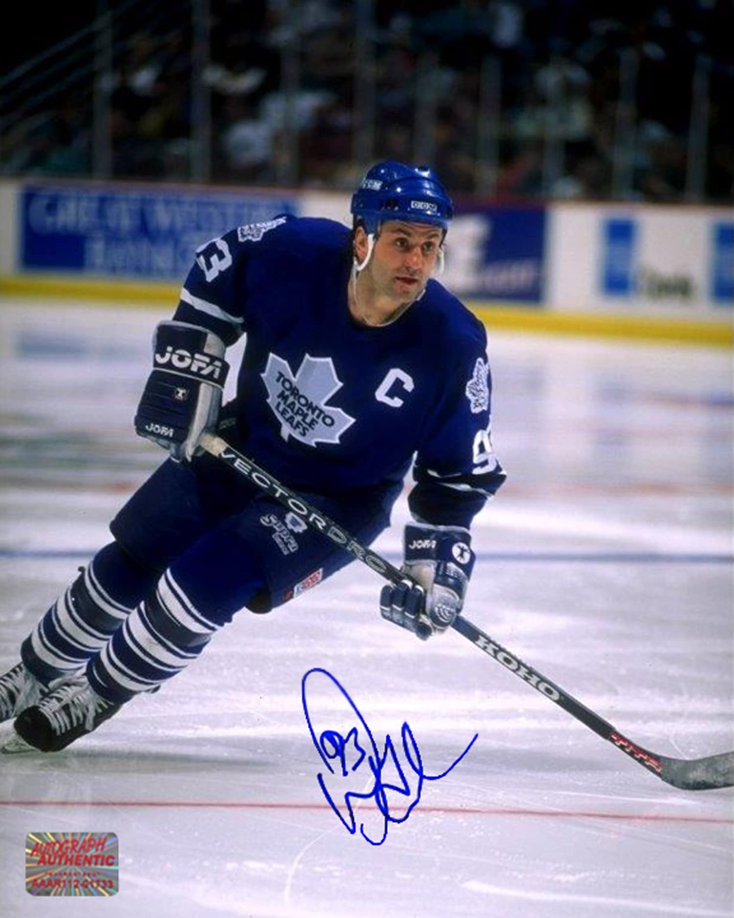 Doug Gilmour Autographed 8" x 10"Blue Jersey Photograph – Toronto Hockey Signed Collectible (8" x 10")