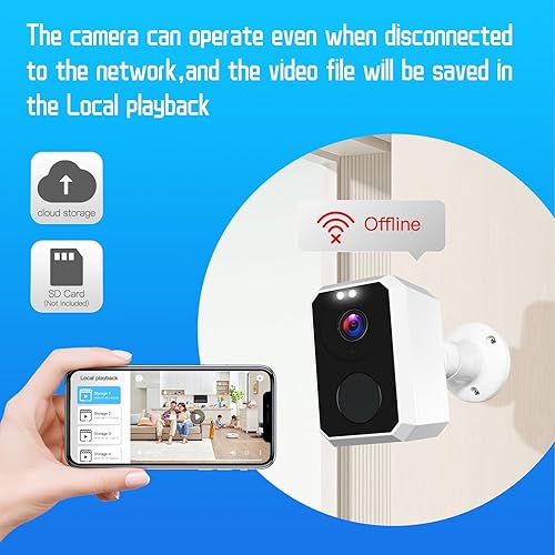 Miniatura 6 de Uniter Cámara de seguridad inalámbrica 2K para exteriores, cámara de garaje impermeable WiFi de 2.4 GHz, funciona con batería, sistemas de seguridad