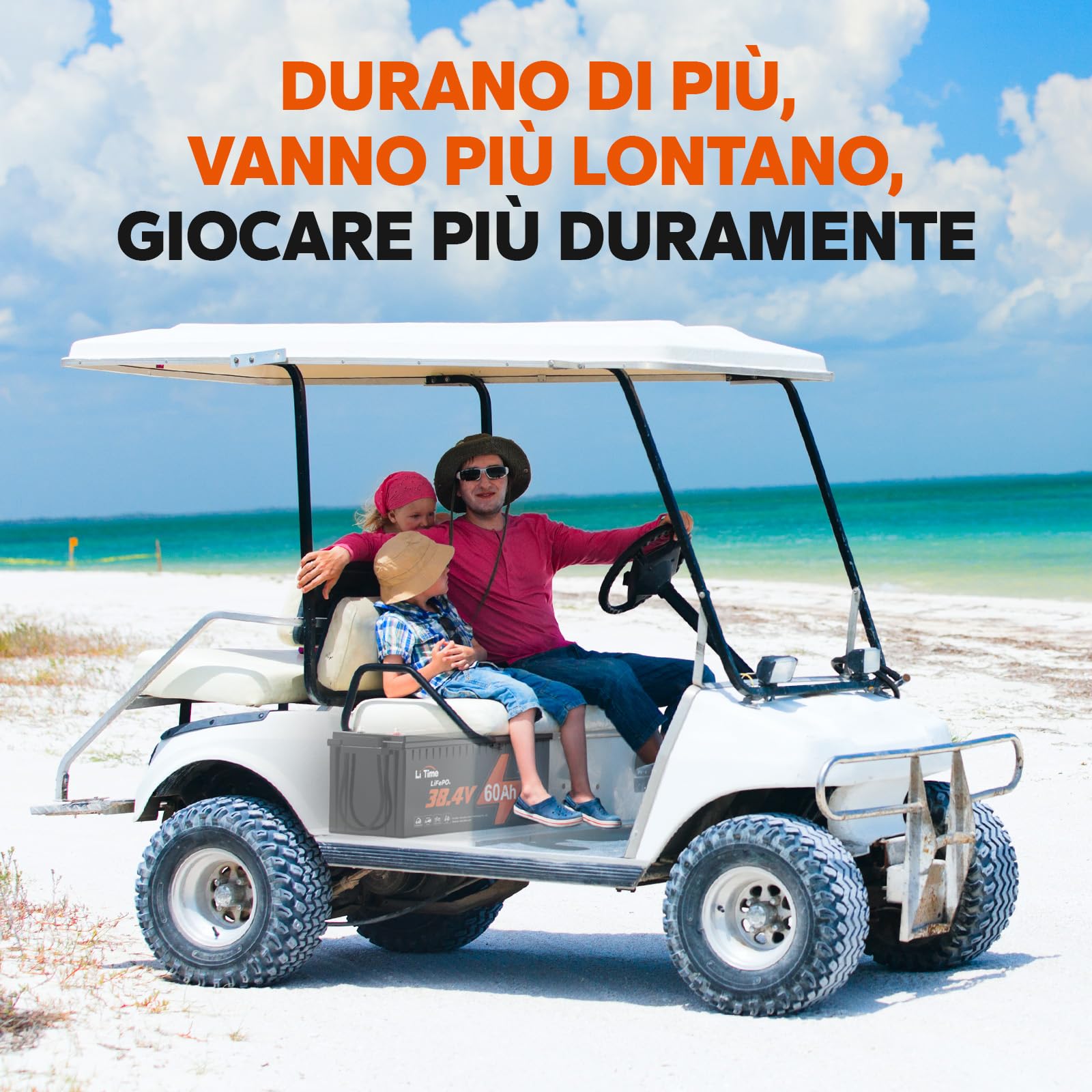 LiTime Batteria al Litio 36V 60Ah LiFePO4 36 V per Golf Cart, ATV, VBV, NEV