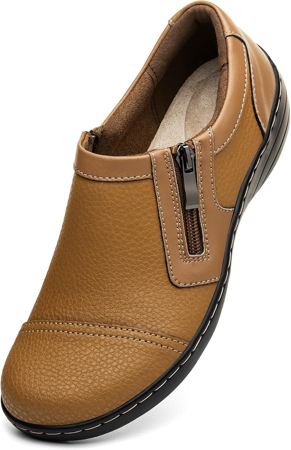 Women's Comfortable & Lightweight Leather Loafers Cute Slip On Dress Shoes for Wome...