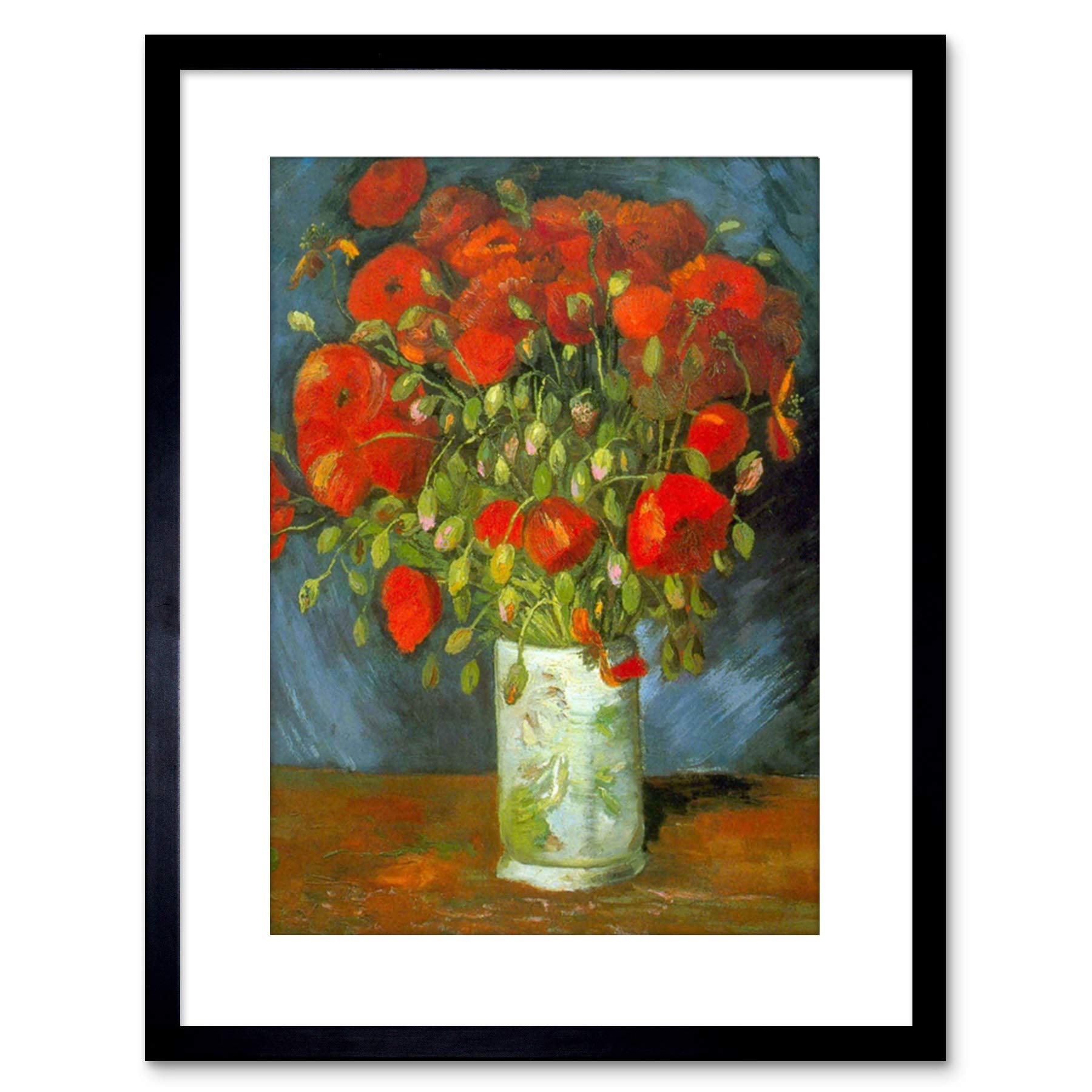 Wee Blue Coo PAINTING VAN GOGH VASE RED POPPIES FRAMED PICTURE ART PRINT F97X9169