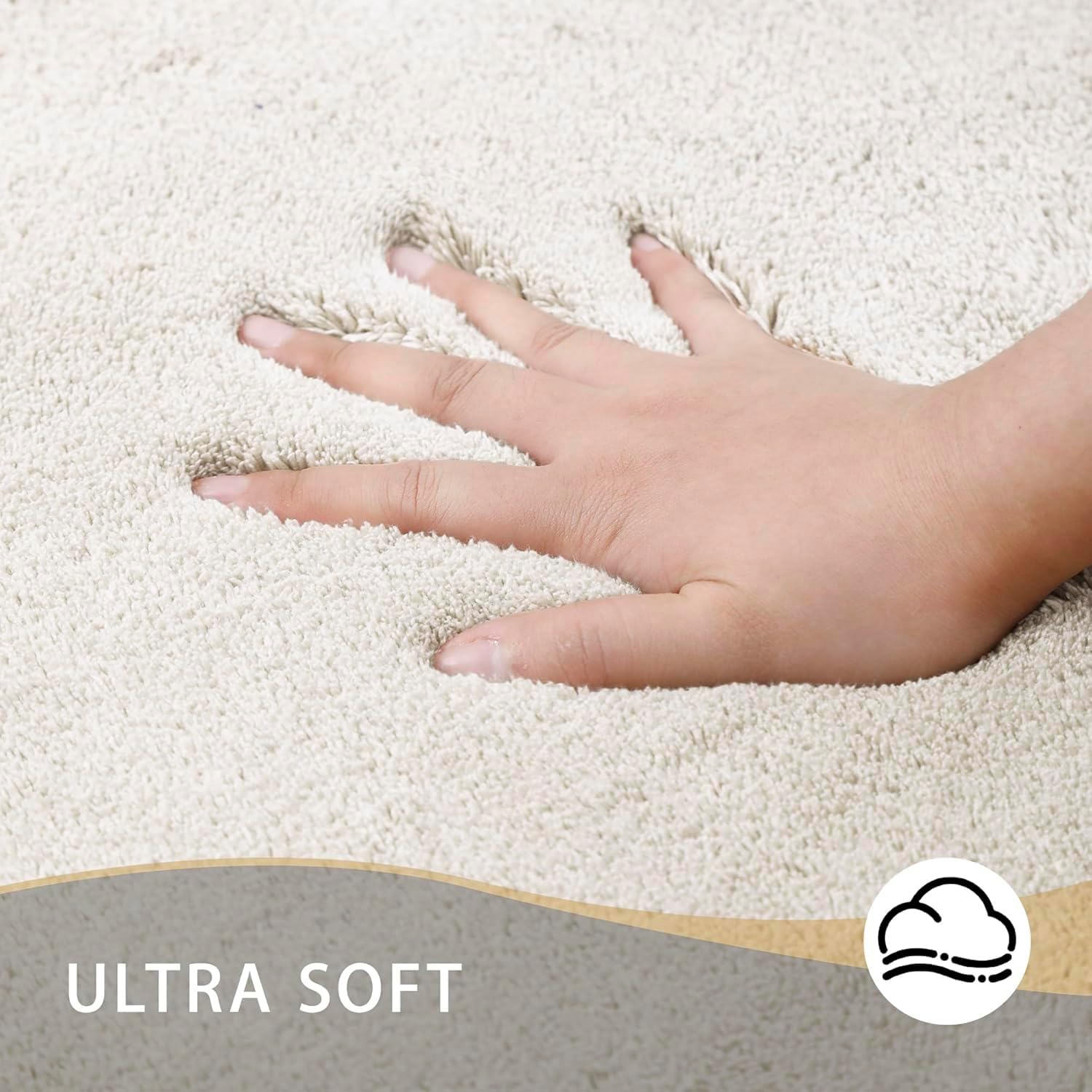 MINIDEAR Bathroom Rugs 36x24 Beige - Thick Memory Foam Bath Mat, Ultra Soft & Plush Fluffy, Non-Slip, Quick Dry, Absorbent Washable Floor Microfiber Mat for Tub, Home Decor Accessories