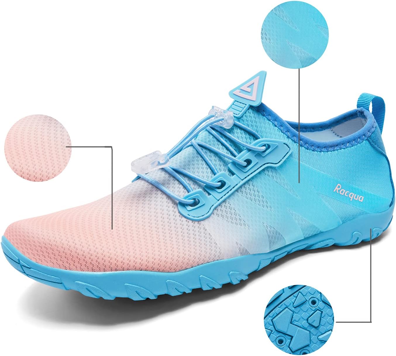 Racqua Water Shoes Men Women Quick Dry Gradient Colors Barefoot Aqua Athletic Sports Swim Surf Beach Shoes - Image 2