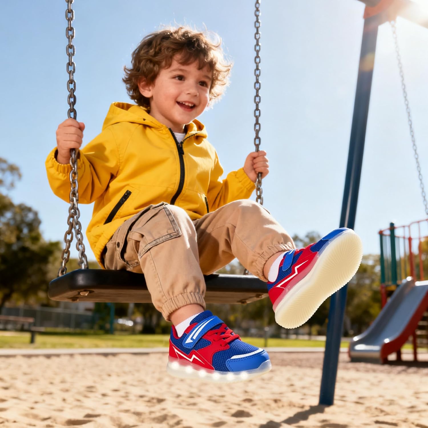 SKYWHEEL Toddler Girls Boys Light up Shoes LED Flashing Lightweight Mesh Breathable Walking Sneakers for Toddler and Little Kids Running - Image 2