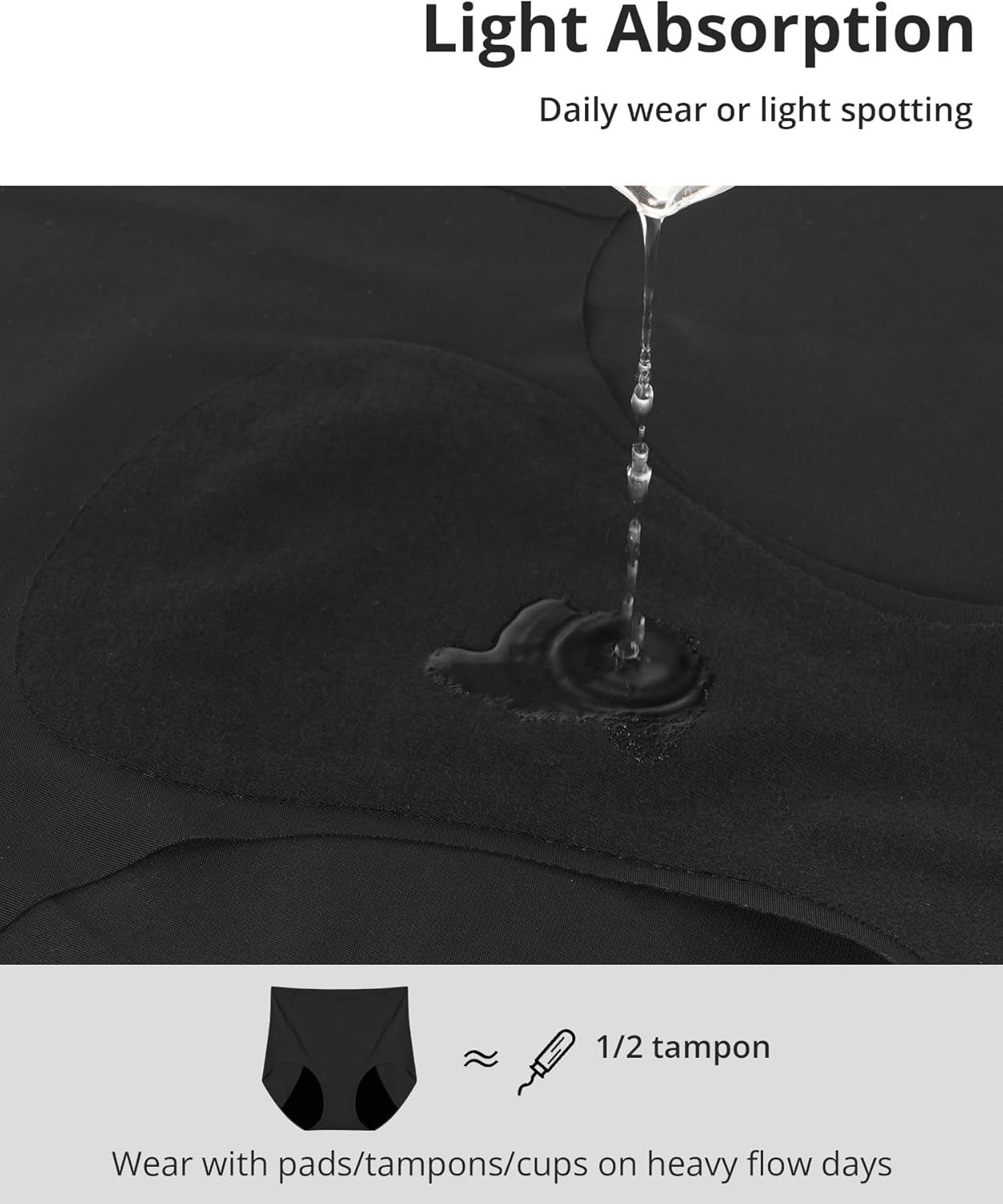 INNERSY Lightweight Period Underwear for Women Silky Seamless High Waisted Panties 3-Pack - Image 4