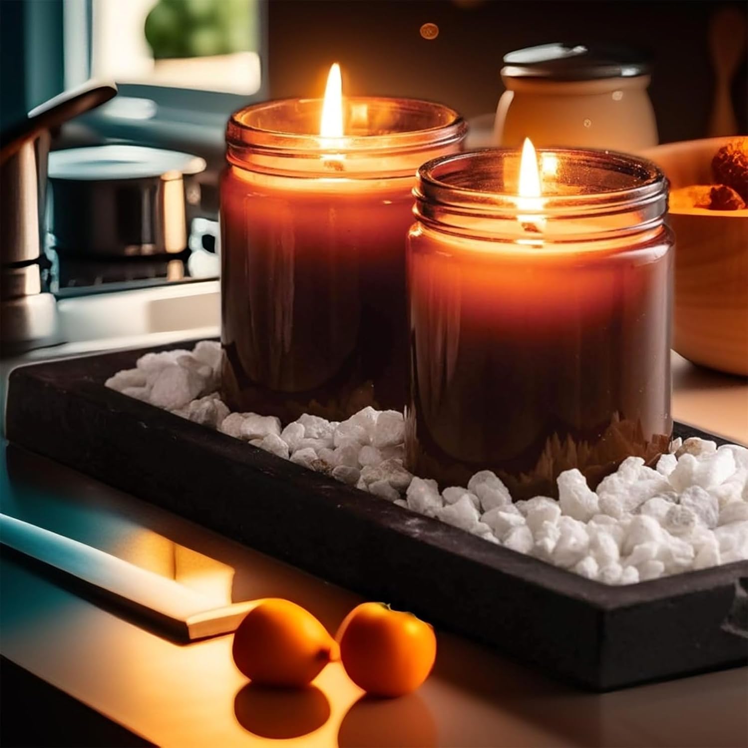 8 Oz Glass Jars with Lids,12 Pack Amber Glass Jars with Lids, Small Canning Jar, Candle Jars for Making Candles, Food Storage, Spices, Herbs, Homemade Cosmetics, Leak Proof & Dishwasher Safe