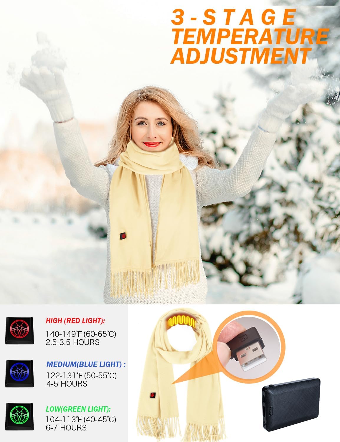 Lionrose Heated Scarf for Women Rechargeable,Men Electric Heating Scarf for Neck with Battery, Intelligent Scarves - Image 2