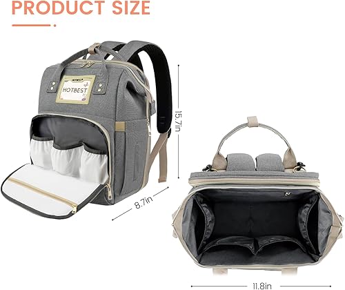 Miniatura 6 de Mochila de pañales con estación de cambio, bolsa de pañales de viaje para niños y niñas, registro de bebé, regalos de ducha para mamá papá, cosas de