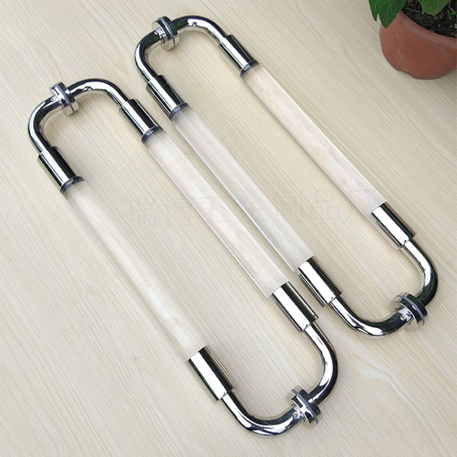 Manija de Acero Inoxidable para Puerta corrediza de Vidrio - Tirador de acrílico Transparente de Doble Cara para Entrada, mamparas de Ducha, herrajes para Puertas Principales - Diseño durade