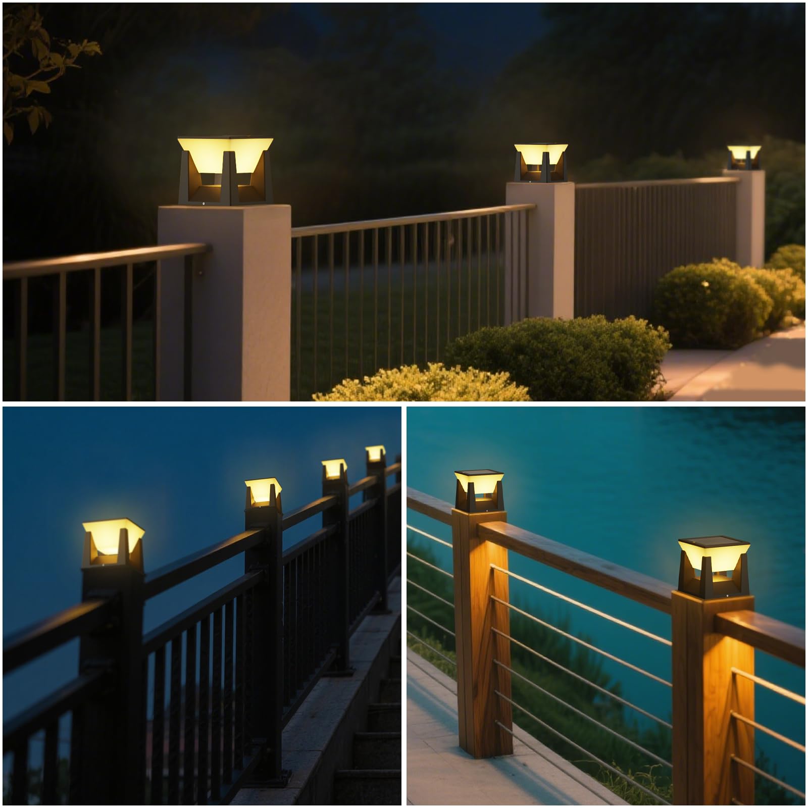 ACMHNC Sockelleuchte außen Solar, Pollerleuchte Außen IP65 Wasserdicht, Garten Außenlampe Stehend Schwarz 3000K