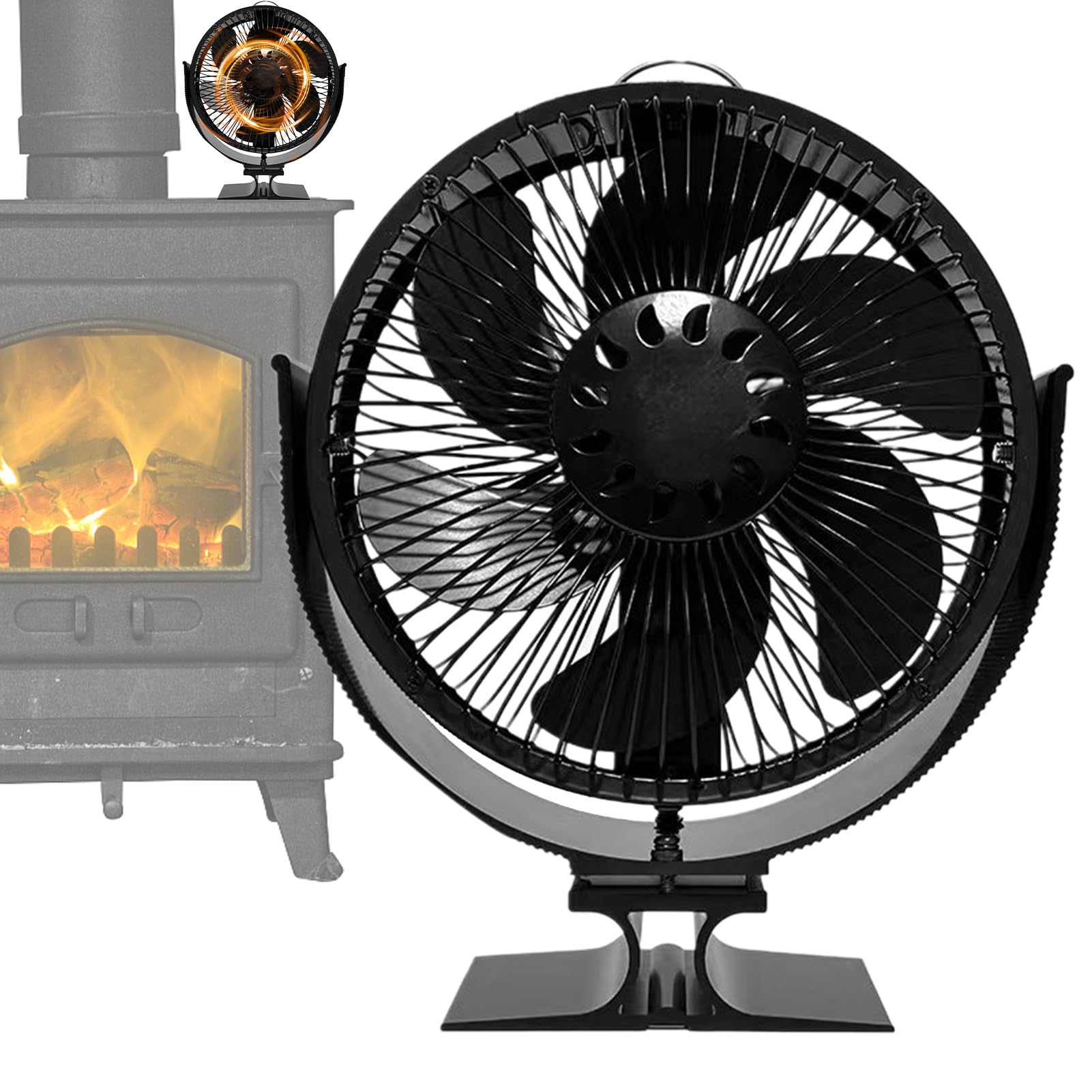 Ventilatore Termico per Stufa a Legna E Forniture Per La Casa | Ventilatore da a Legna con Rotazione a 360 Gradi Utilizzabile In Appartamento, Dormitorio, Ristorante, Affitto
