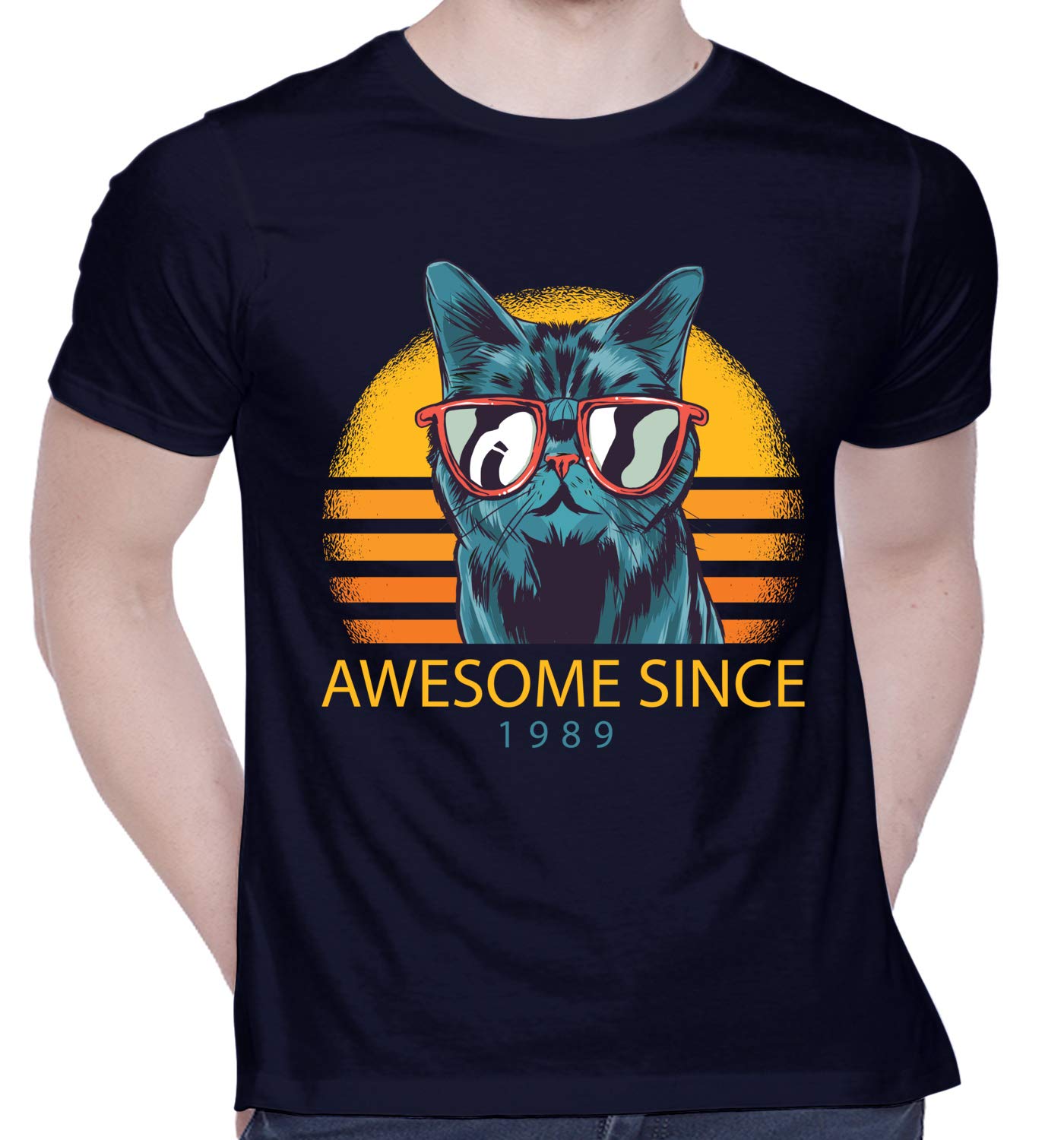 CreativiTGraphic Printed T-Shirt for Unisex Awesome-Cat Tshirt | Casual Half Sleeve Round Neck T-Shirt | 100% Cotton | D00506-52