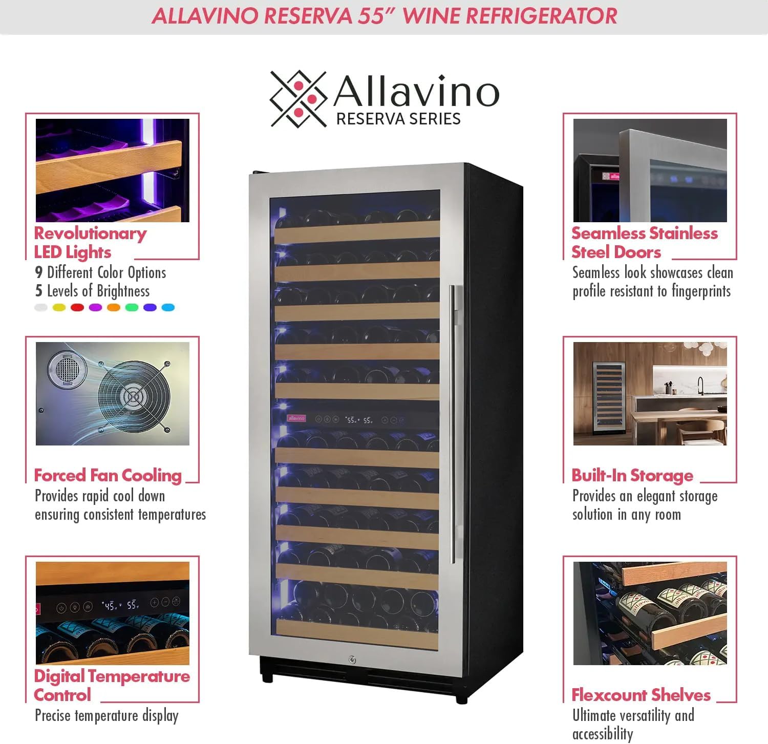 Allavino VSW11955D-2SL Wine Refrigerator, Stainless Steel