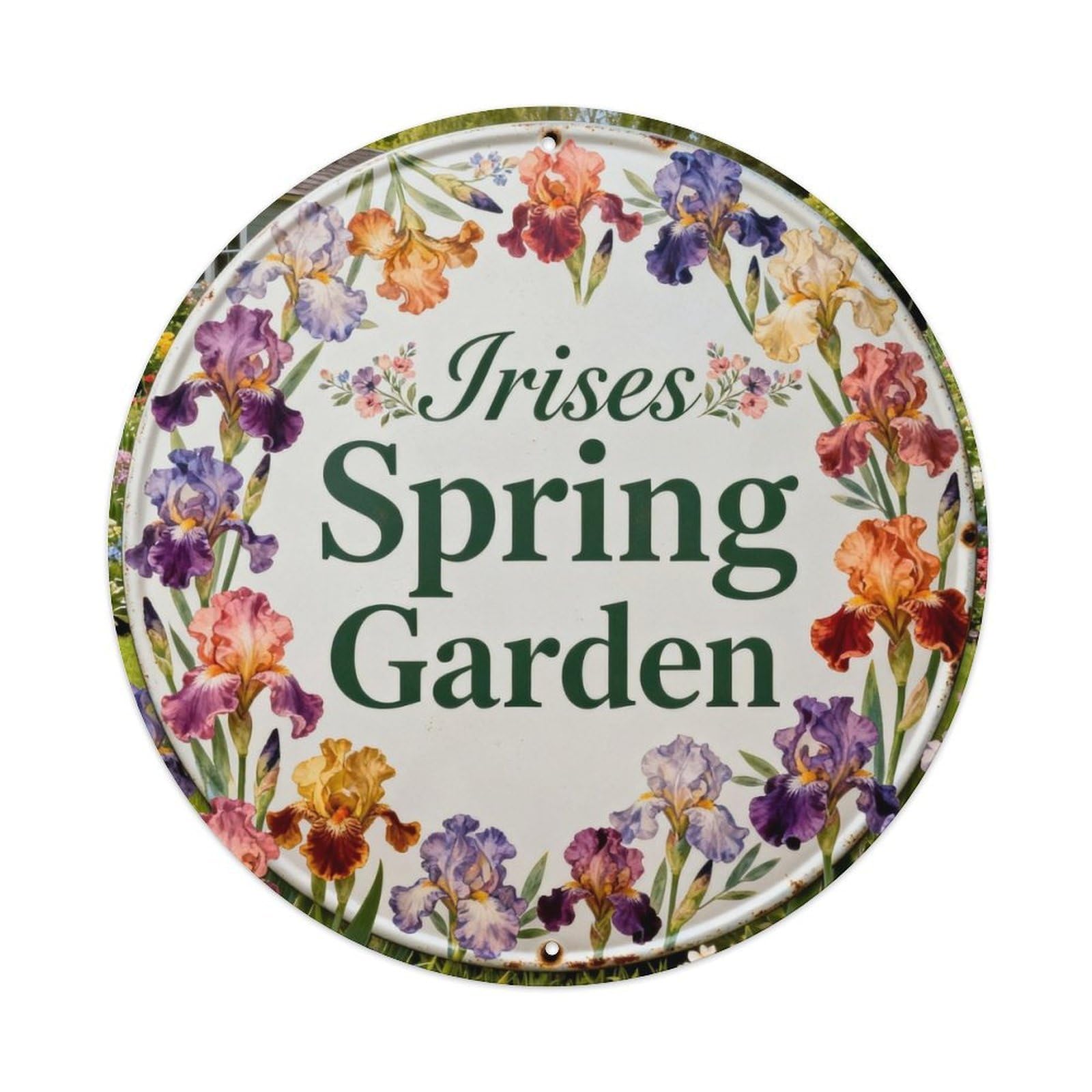 Irises Spring Garden Metal Tin Sign Plaque