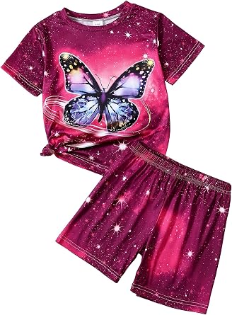5-12Y Girls Clothes Summer 2 Piece Outfits Short Sleeve T-Shirts and Shorts Kids Fashion Clothing Sets
