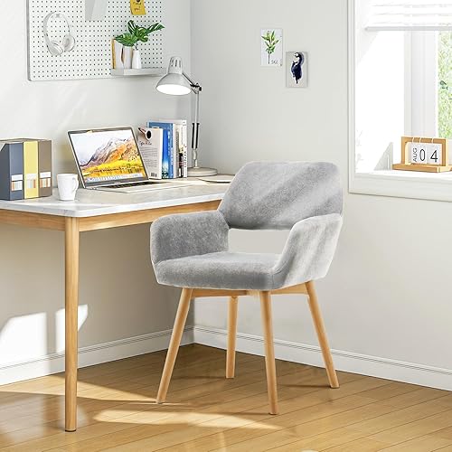 Silla de escritorio sin ruedas, silla de maquillaje, cómoda silla de acento para sala de estar, comedor, dormitorio, oficina en casa, moderna