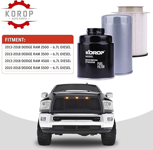 Miniatura 2 de Filtro de combustible Separador de agua y filtro de aceite para Dodge Ram 6.7L Cummins Diesel 2013-2018 2500 3500 4500 5500 Reemplazos # 68197867AA