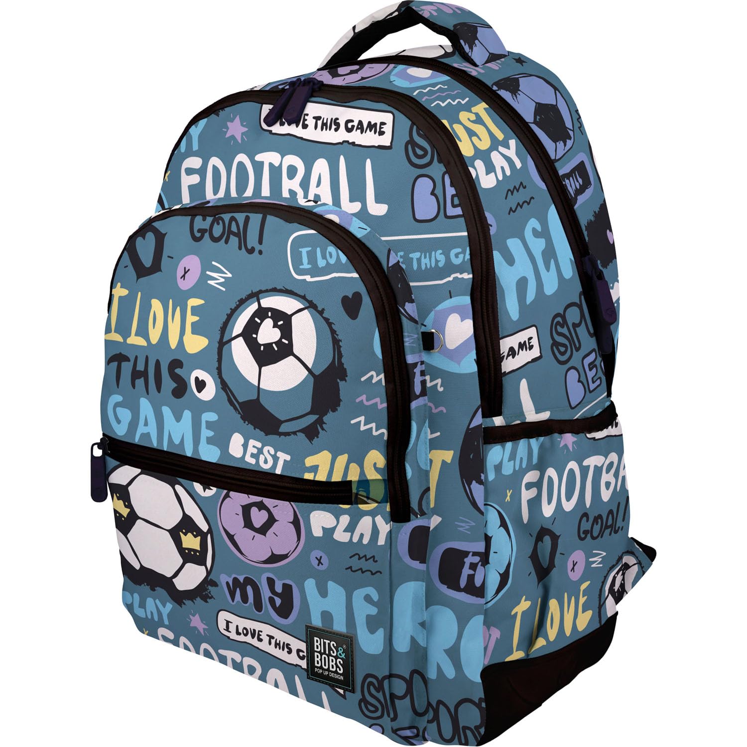 Grafoplas – Ergonomic School Backpack, 33 x 46 x 22.5 cm, Padded Back and Handles, 3 Compartments, Special Portable Zone, Adaptable to Trolley, Rubber Model, Hero Design, Bits&Bobs Collection, Violet