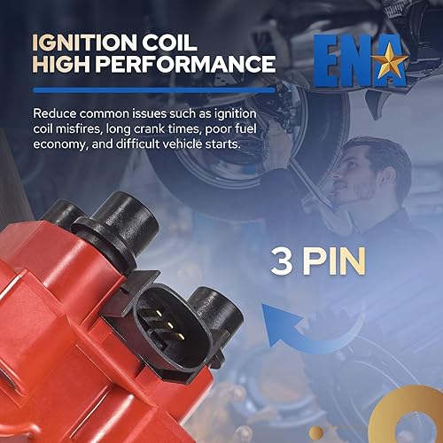 Miniatura 5 de ENA Juego de 2 bobinas de encendido rojas compatibles con Ford Lincoln Mazda Mercury F150 F250 E150 Escort Explorer Mustang Ranger Town Car