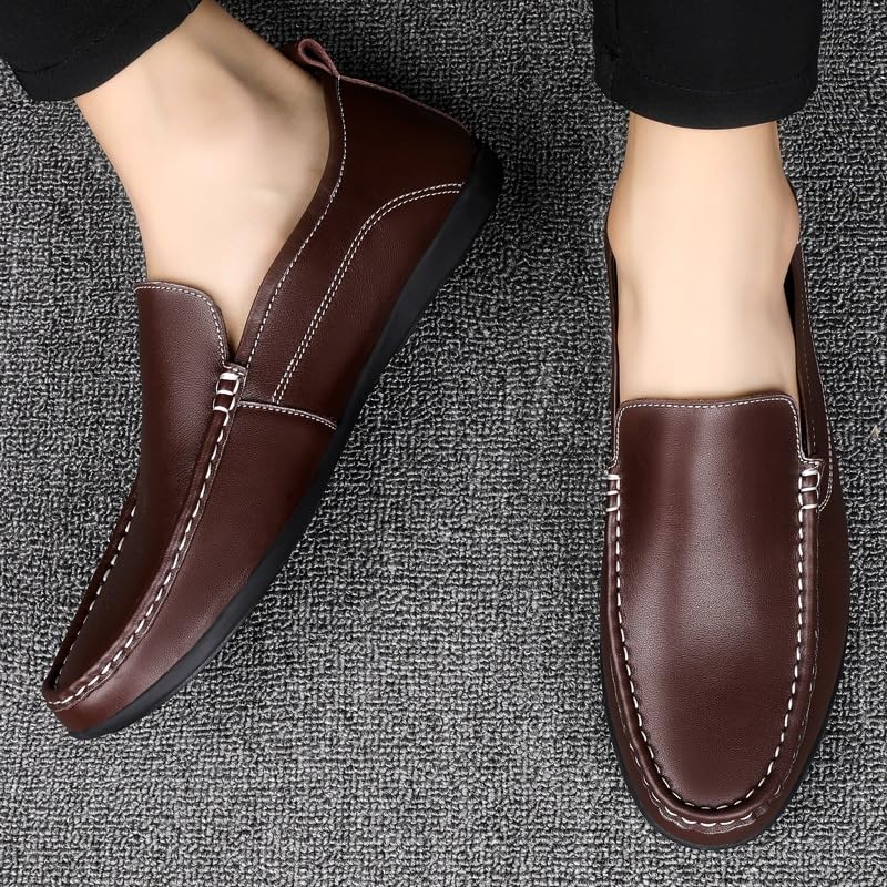 Mens Loafers Round Toe Solid Color Loafer Shoes Flat Heel Flexible Resistant Party Prom Slip On4