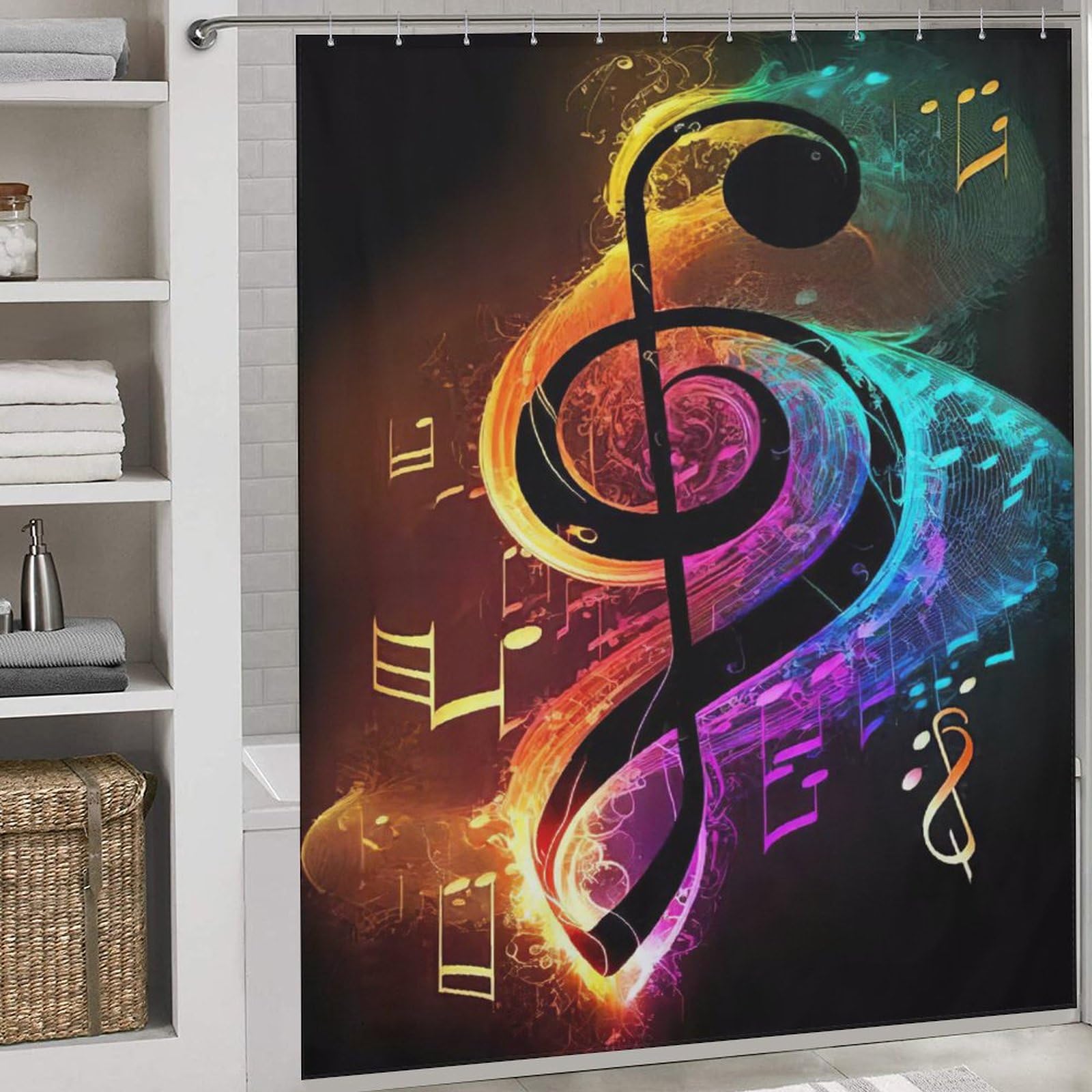 Rideau douche tissu polyester imperméable musique live lavable 183x183
