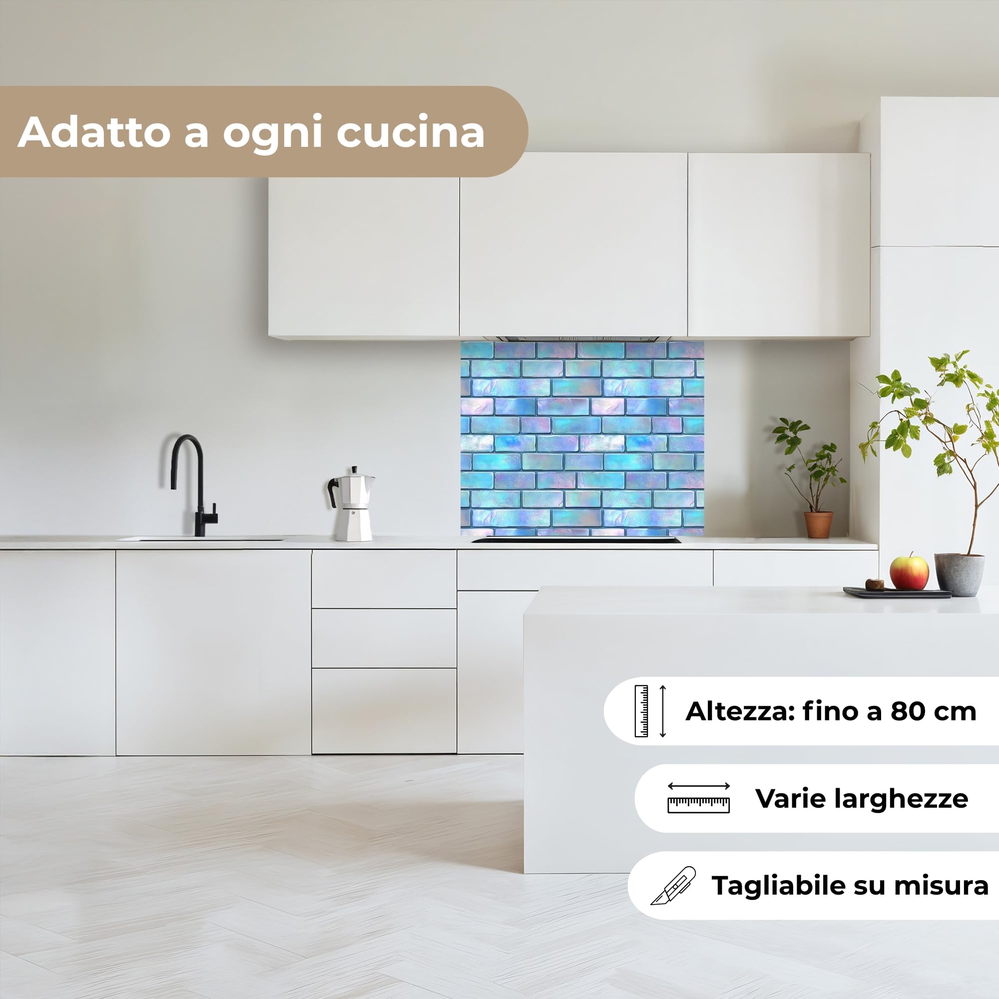 KitchenYeah© Paraschizzi Cucina Adesivo 80x100 cm Pannello Parete Paraspruzzi Rivestimento Blu - Lucido