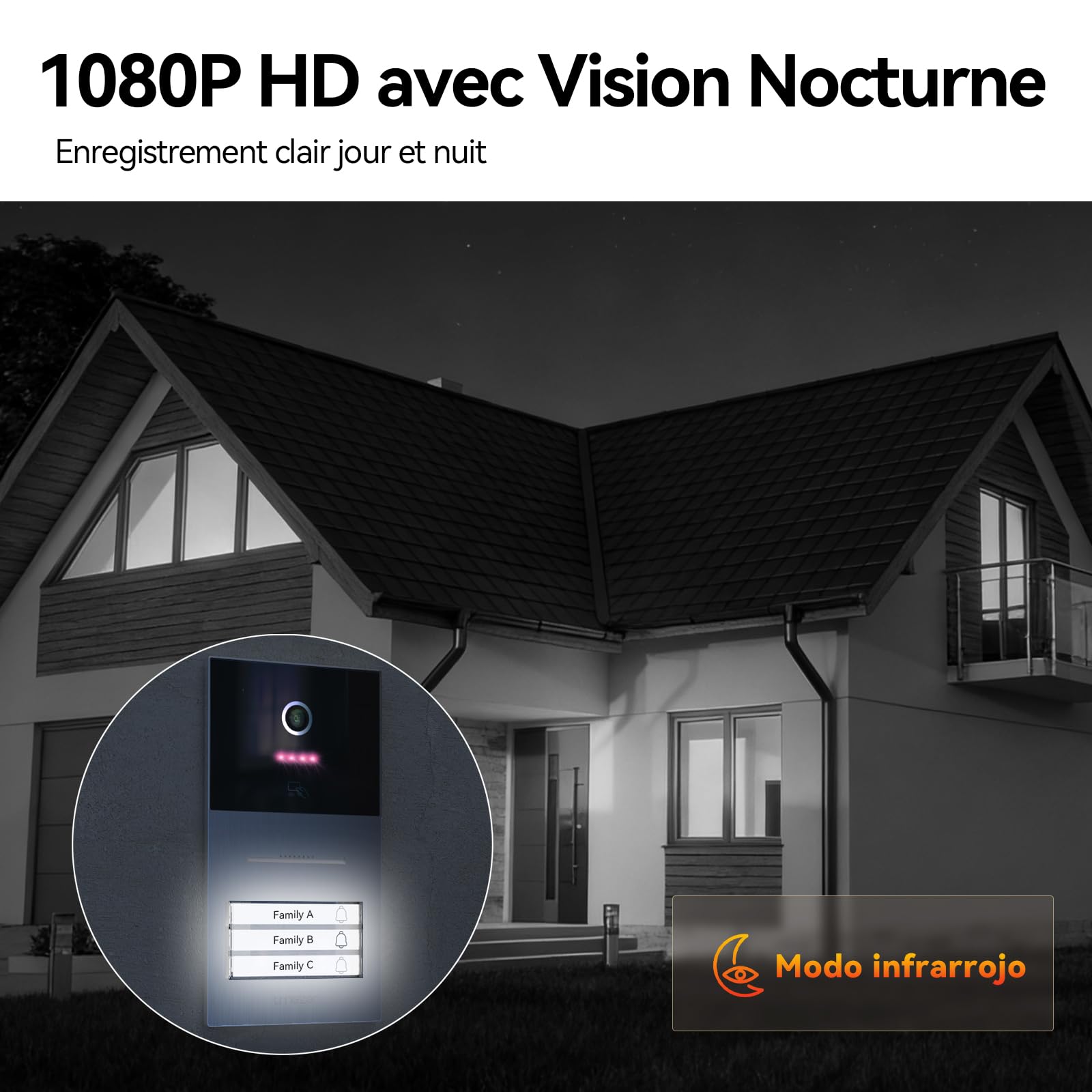 TMEZON Visiophone connecté Filaire 2 Fils Y70,Interphone Vidéo WiFi avec IP Moniteur écran Tactile,Sonnette de Caméra Vision Nocturne,APP Unlock à Distance,Badges,Detection Humaine,3 Familles