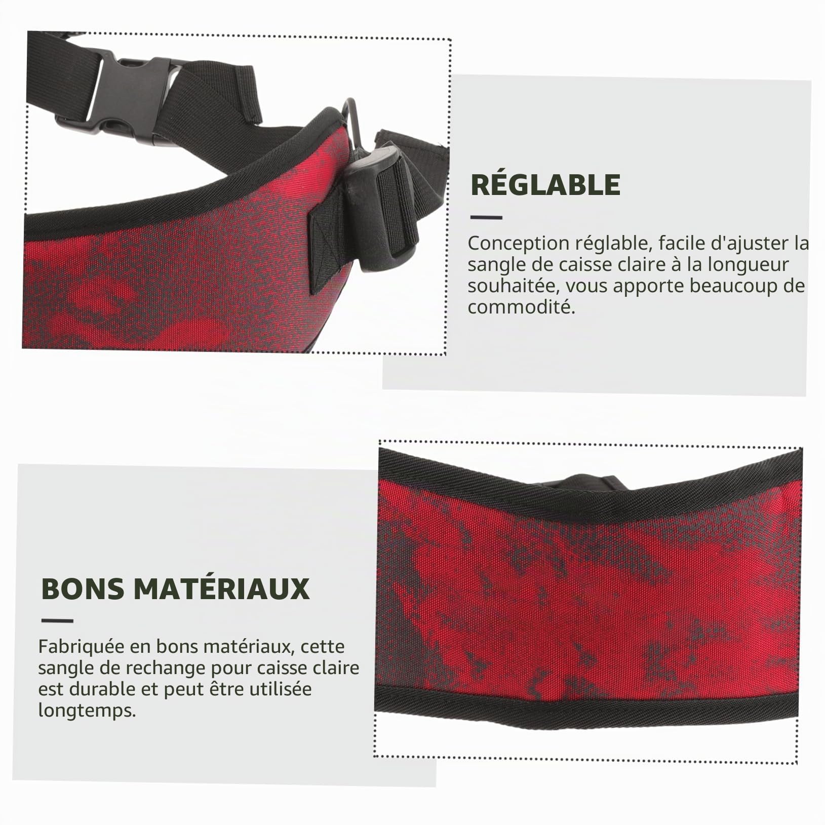 Sangle pour Djembé Réglable, Ceinture de Percussion Crochet Métal | Nylon et Mesh Respirant, Adaptée aux Performances et Défilés, pour Personnes de Plus de 14 Ans