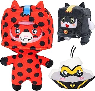 Foxy and Boxy Plush Toy, 1/3PCS Lanky-Box Plushies Doll Toys, Cartoon Ladybug Stuffed Animals Toy, Kawaii Lanky-Box Plush Figure Pillow, for Kids, Fans, Home Decor & Gifts (3Types)