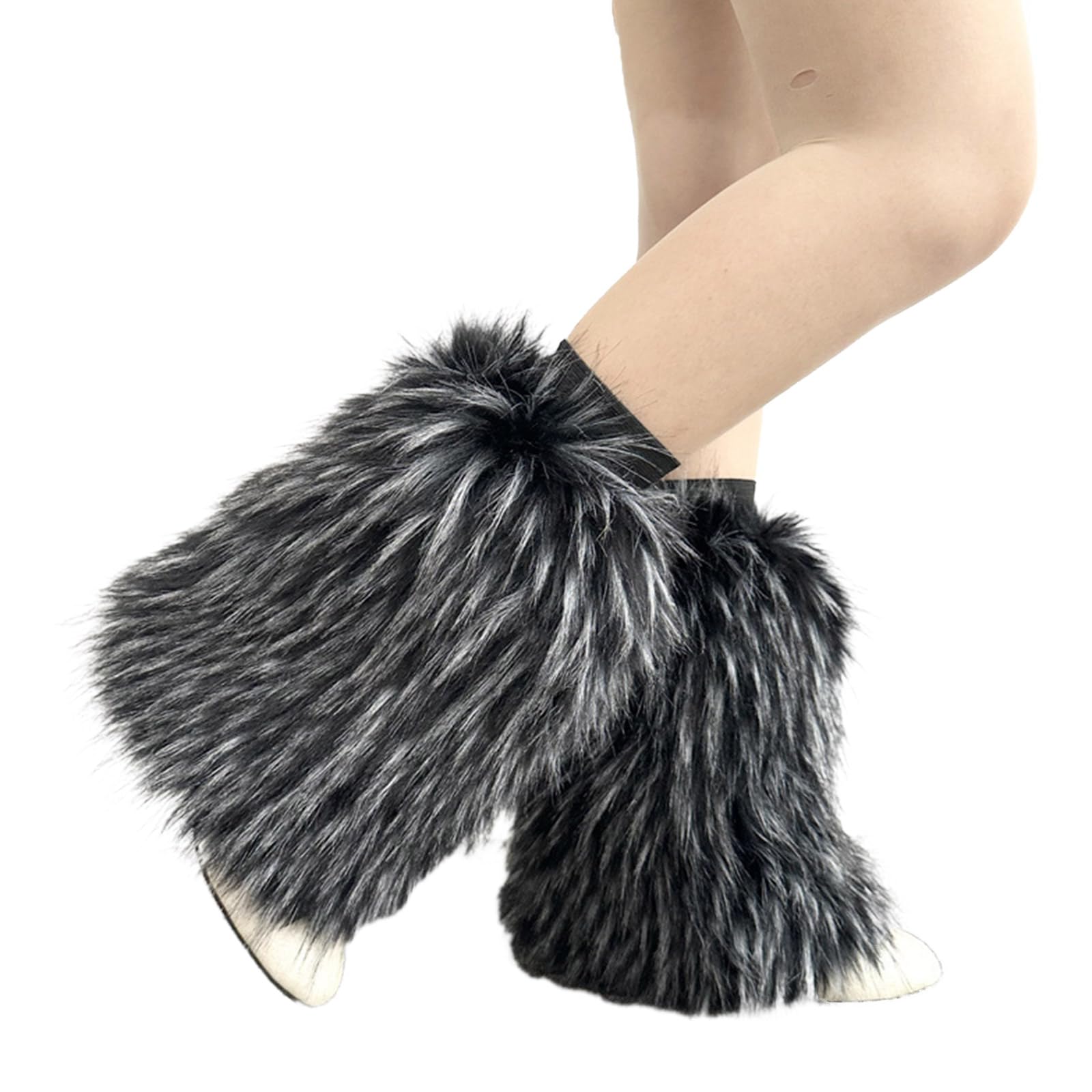 Calentadores de piernas de piel sintética para mujer, para invierno, cálidos, para botas, acogedores, Navidad, Halloween, fiesta, disfraz de cosplay