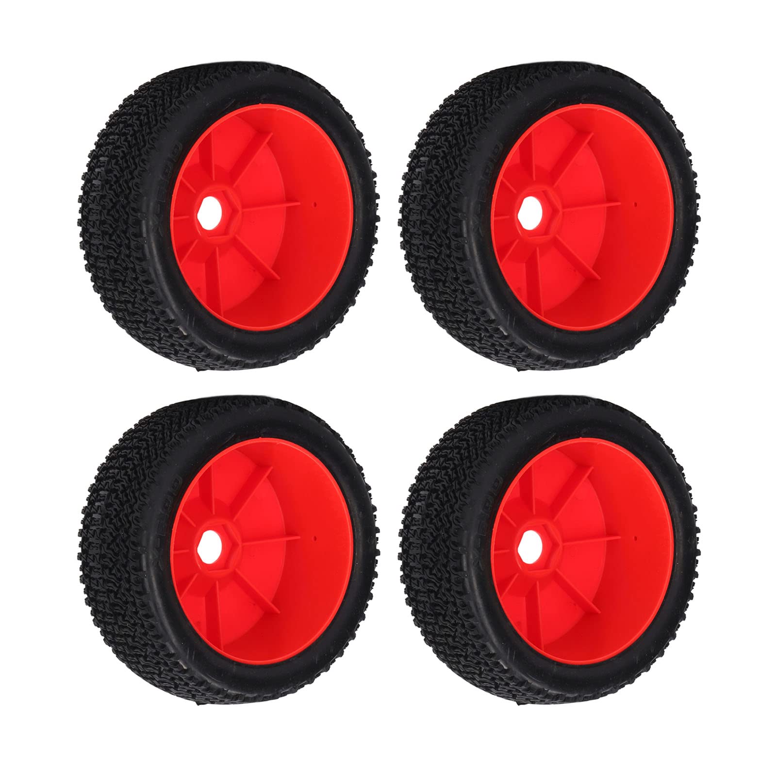 Opony samochodowe RC X600 Bieżnik Wysokiej jakości gumowe plastikowe opony zamienne do TRAXXAS SLASH 1/10 RC Short Truck Zestaw 4 sztuk z adapterami W zestawie nakrętki i klucz (Czerwony)