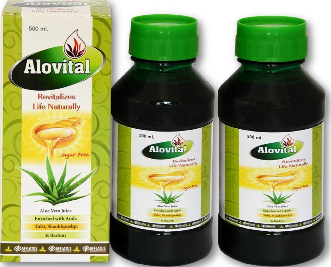 Afflatus Alovital Organic Aloevera Juice | | Digestion, Skin Cleanser & Immunity Booster- 500ml (Pack of 2)
