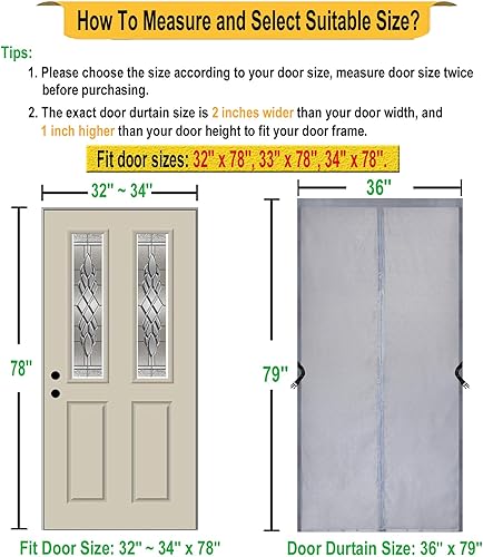 Miniatura 10 de Cortina magnética opaca para puerta, cubierta de puerta con aislamiento térmico de alta calidad, puerta mosquitera magnética, puerta frontal