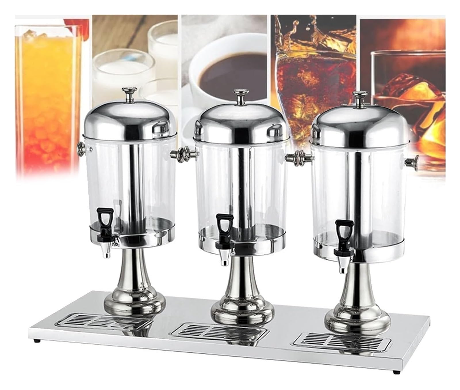 asdchZen Glass Beverage Dispenser,Juice Dispenser, Drinks Cold Beverage Dispenser Commercial Hot For Restaurant Hotel Bar Serving Beverages Cocktails Water,Silver