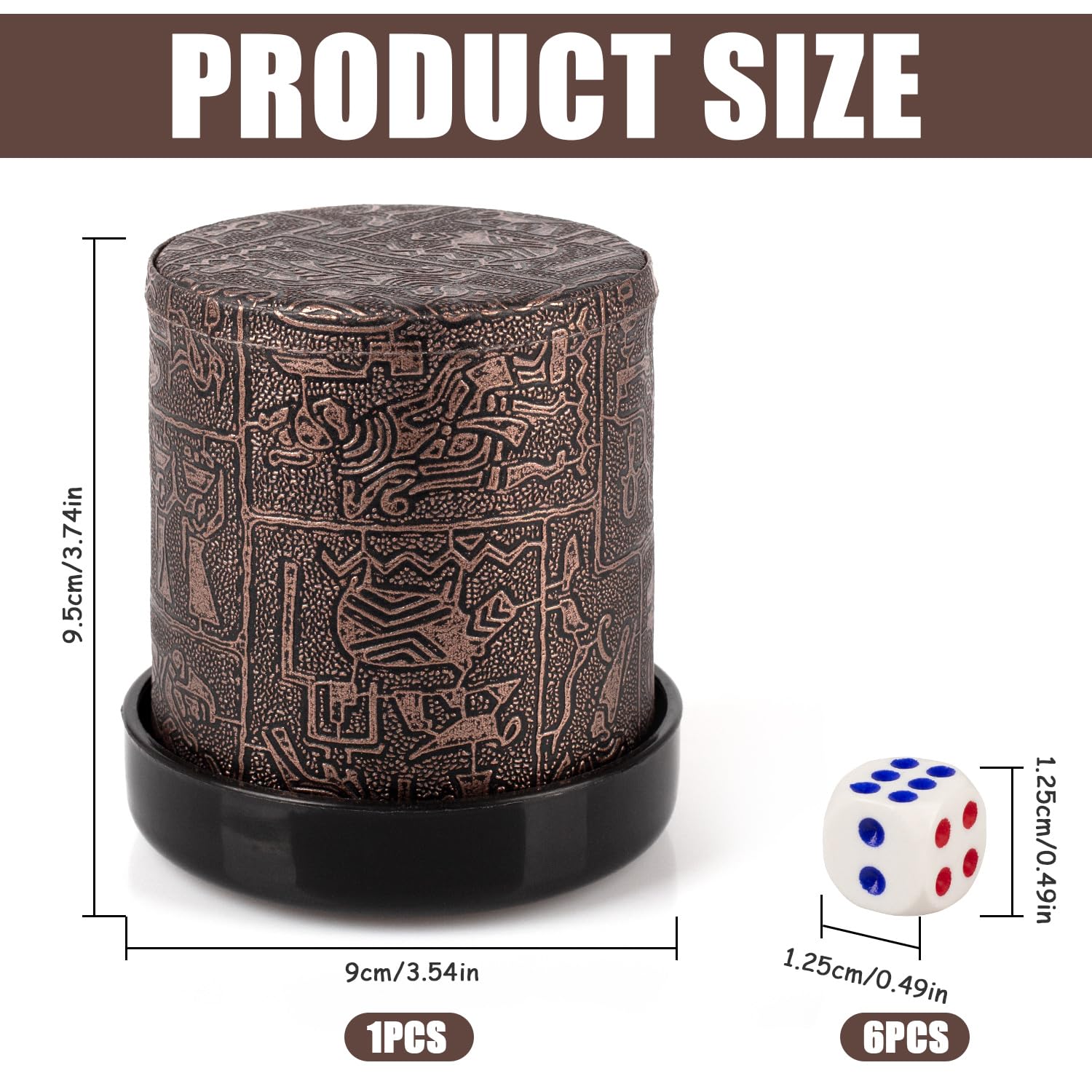 Würfelbecher Set 6 Stück Mit 36 Würfeln - Leder Becher Für Spieleabende