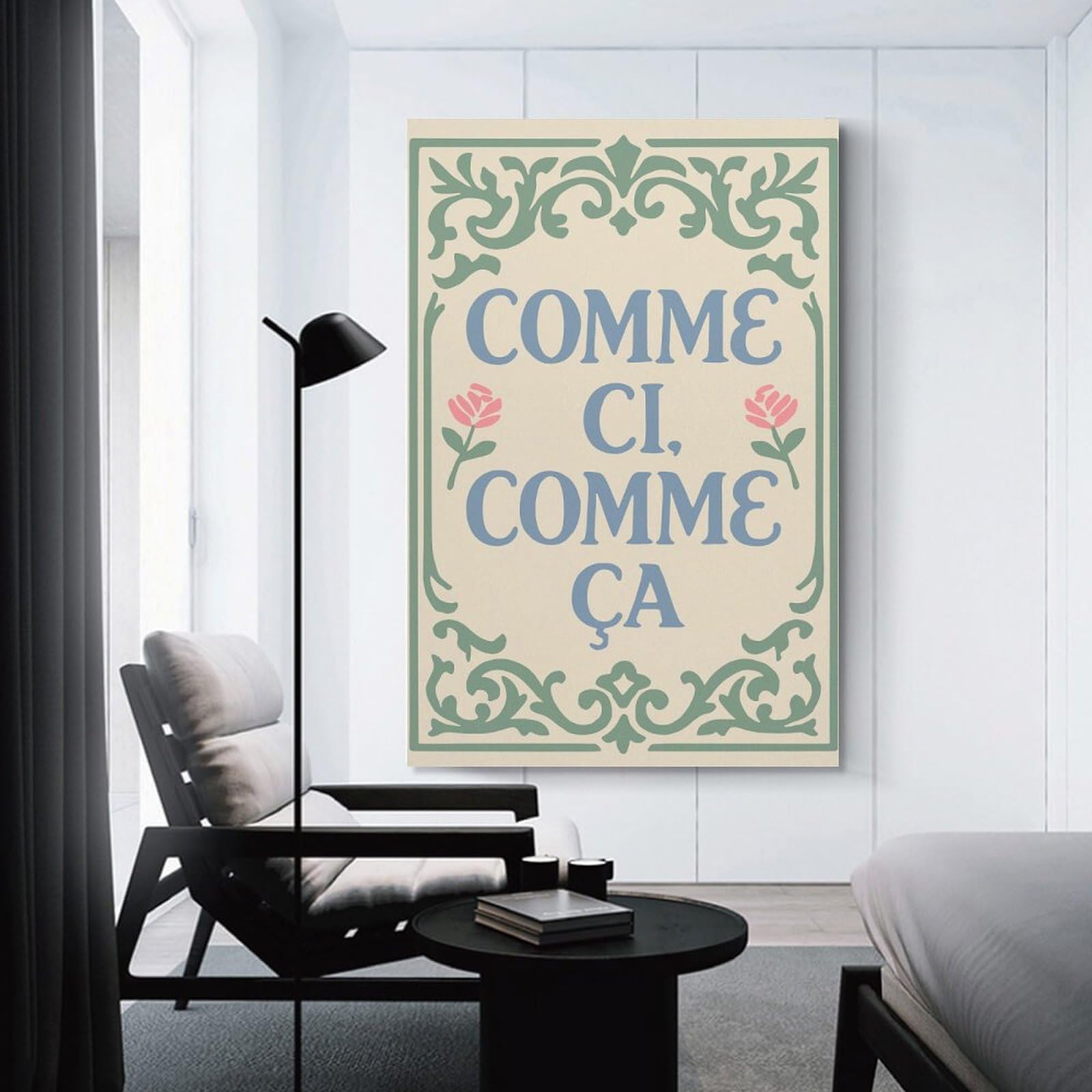 Junmoney Unframe-Style-17 Comme Ci, Comme Ça French Phrase Canvas Art Print, 20X30inch(50X75cm), For Office Decor, Home Working Or Creative Rooms, A Smart Decor Choice For Study Walls